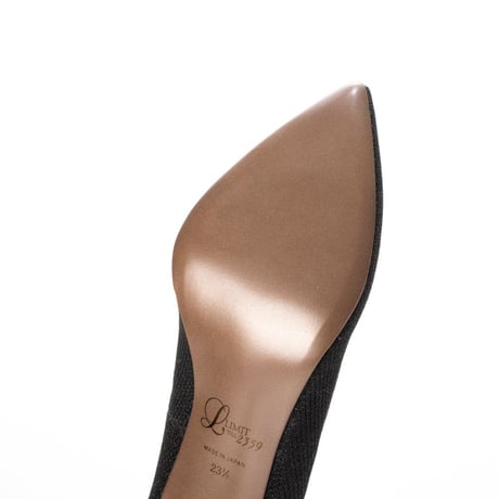 グリッターメッシュメタルヒールパンプス 9cm/Glitter mesh metal heel pumps L0235 (BLACK）