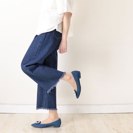ビジューバックルフラットシューズ / Bijou buckle flat shoes L0223（BLUE/S）