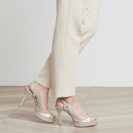 オープントゥプラットフォームスリングバックヒールサンダル/Open toe plat form sling back heel sandal L0256 (L.GRAY/C）