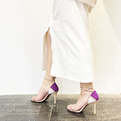 カラーパネルネックストラップサンダル/Color panel neck strap sandals L0219 (BEIGE）