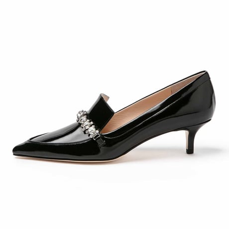 ビジューヒールローファー/Bijou heel loafer L0265 (BLACKG)