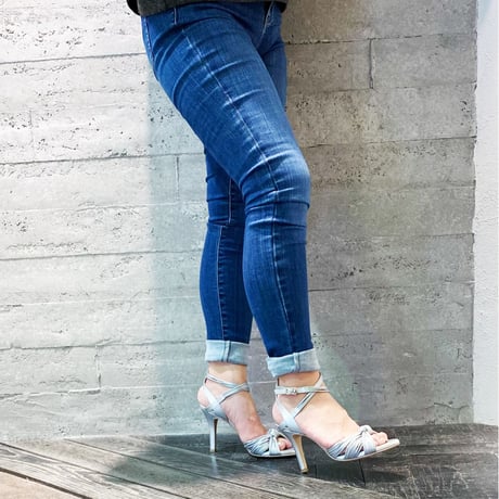 ノットデザインヒールトラップサンダル / Knot design heel trap sandals L0177（SILVER）