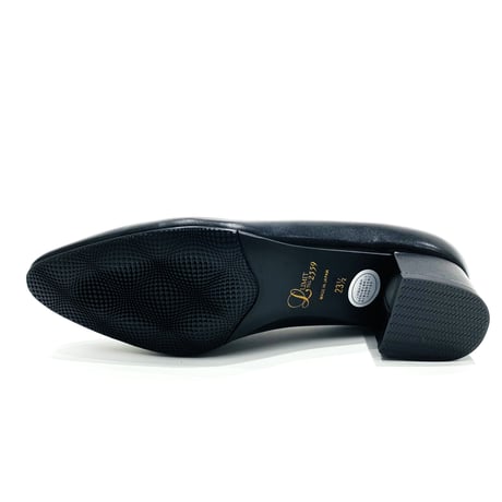 アーモンドトゥローヒールパンプス/Almond toe low heel pumps L0266(BLACK/R)