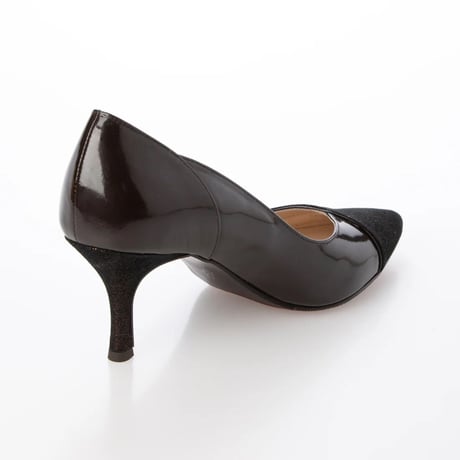 コンビネーションエナメルポインテットトゥパンプス/Combination enamel pointed toe pumps  L0241 （D.BROWN）