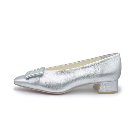 レザーフロントバックルパンプス/Leather front buckle pumps L0226 （SILVER）