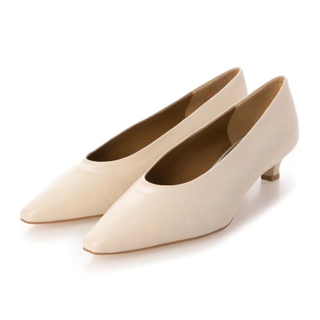 スリムスクエアトゥローヒールパンプス/Slim square toe low heel pumps L0243（IVORY）