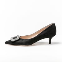 ビジューバックルポインテッドパンプス / Bijou buckle pointed pumps L0268 (BLACK)