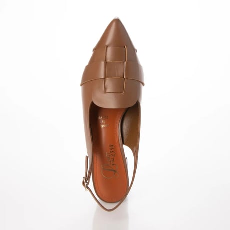 ポインテッドメッシュバックバンドパンプス/Pointed mesh back band pump L0242 (L.BROWN）