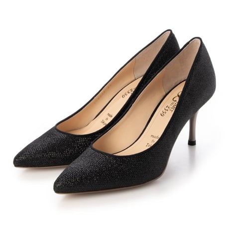 グリッターメッシュメタルヒールパンプス 7cm/Glitter mesh metal heel pumps L0234 (BLACK）