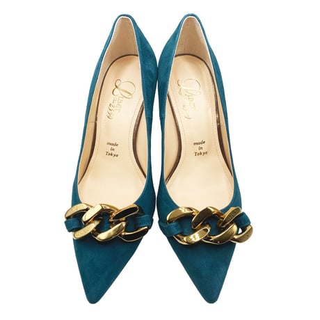 チェーンデザインポインテッドヒールパンプス/Chain Design Pointed Heel Pumps L0214 （GREEN/S）