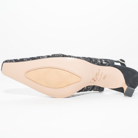 細スクエアラインストーン美錠付バックスリング/ Thin square rhinestone buckle sling back L0278A (BLACK/C)