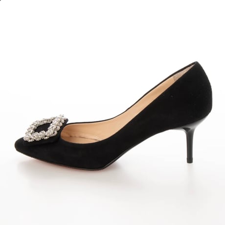 ビジューバックルヒールパンプス / Bijou buckle heel pumps L0221（BLACK/S）