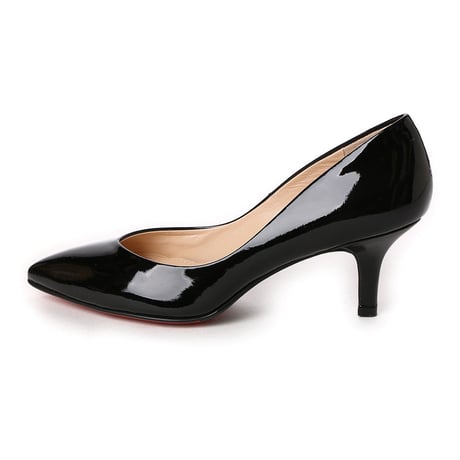 Vカットエナメルパンプス/ V-cut enamel pumps L0113（BLACK/E）