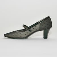 メリージェーンドットチュール六角形ヒールパンプス/mary jane dot tulle  hexagon heel pamps(L0275)BLACK/DOT