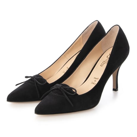 ポインテッドトゥリボンスエードパンプス/Pointed toe ribbon suede pumps L0260 (BLACK)