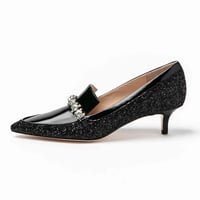 グリッタービジューヒールローファー/Glitter bijou heel loafer L0265 (BLACK/G)