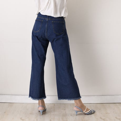 チュールコンビネーションスリングバックヒールパンプス / Tulle combination sling back heel pumps L0216 (BLUE）