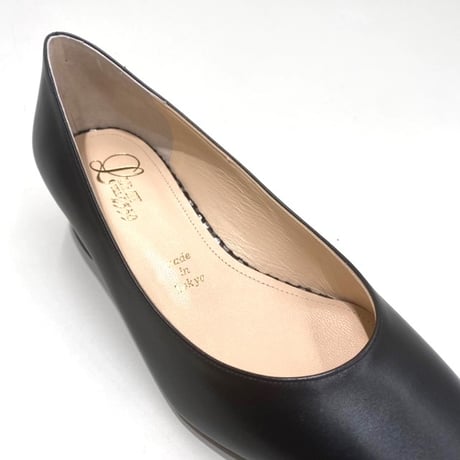 アーモンドトゥローヒールパンプス/Almond toe low heel pumps L0266 (BLACK)