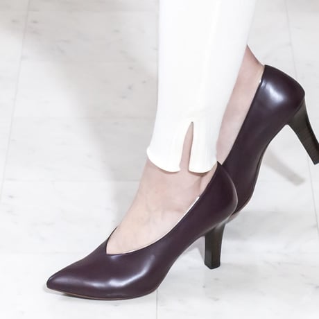 ポインテッドVカットヒールパンプス/ Pointed v-cut heel pumps L0193 (WINE）