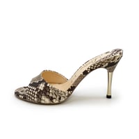 スパイクヒールミュールサンダル/Spike heel mule sandals L0217 (PYTHON）