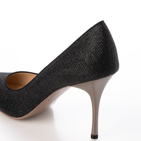 グリッターメッシュメタルヒールパンプス 9cm/Glitter mesh metal heel pumps L0235 （BLACK）