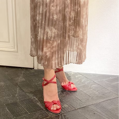 ノットデザインヒールトラップサンダル / Knot design heel trap sandals L0177（RED）