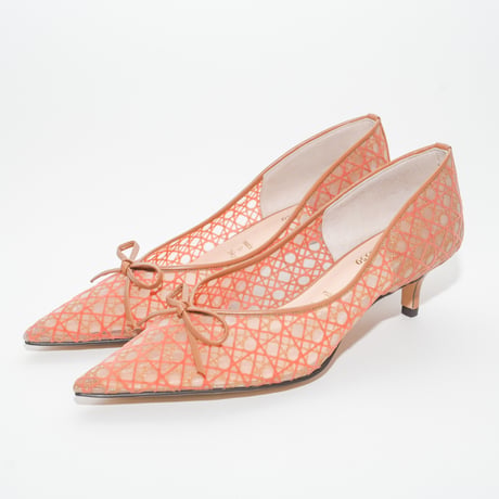 ポインテッドリボンチュールパンプス/ Pointed ribbon tulle pumps L0273 (TERRACOTTA/C)