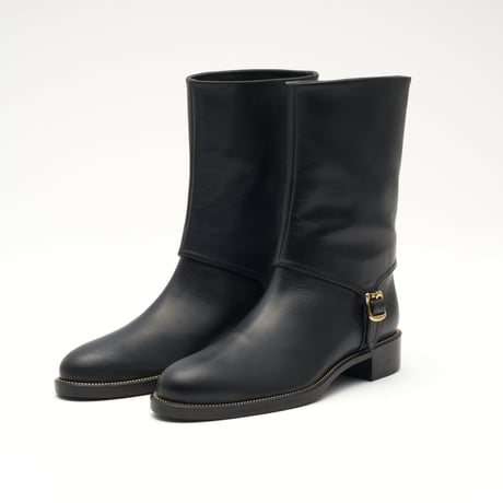 ミドル丈バックルアクセントジョッキーブーツ/middle buckle accent Jockey Boots L0286（BLACK）