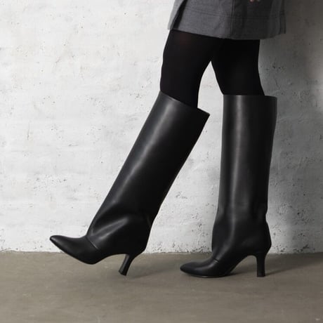ルーズストレートロングブーツ/Loose straight long boots L0248 （BLACK）