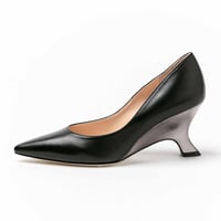 メタリックウェッジパンプス/Metallic wedge pumps L0261 (BLACK)