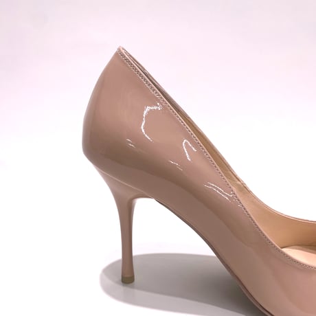 ポインテッドトゥエナメルヒールパンプス/Pointed toe enamel heel pumps L0209E (P.BEIGE/E)
