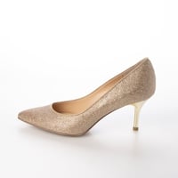 グリッターメッシュメタルヒールパンプス 7cm/Glitter mesh metal heel pumps L0234 (GOLD）