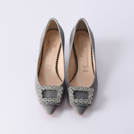 ビジューバックルヒールパンプス / Bijou buckle heel pumps L0221（L.GRAY/S）