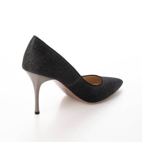 グリッターメッシュメタルヒールパンプス 9cm/Glitter mesh metal heel pumps L0235 (BLACK）