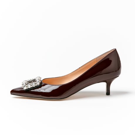 ビジューバックルポインテッドパンプス / Bijou buckle pointed pumps L0268 (BORDEAUX)