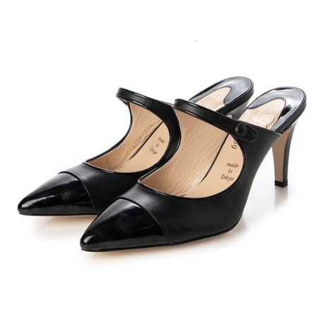 エナメルコンビストラップミュール/Enamel combi strap mule L0251（BLACK/C）