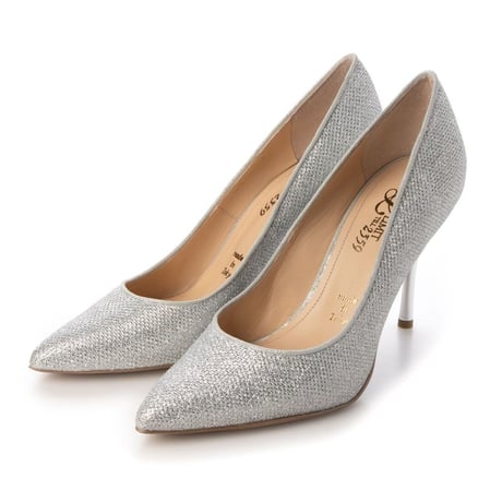 グリッターメッシュメタルヒールパンプス 9cm/Glitter mesh metal heel pumps L0235 (SILVER）