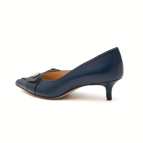 メタルボタンモチーフポインテットパンプス/Metal button motif pointed pumps L0283 (NAVY)