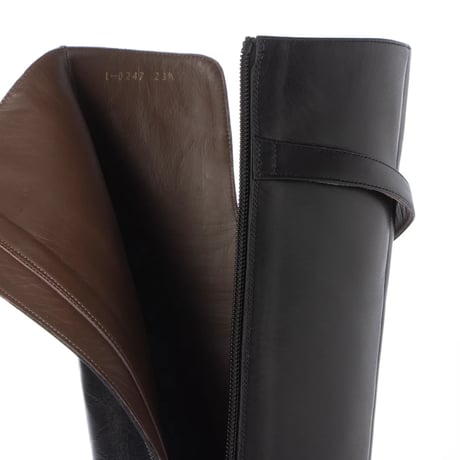 スクエアトゥバックルベルト付きロングブーツ/Square toe buckle belt long boots L0247（BLACK）