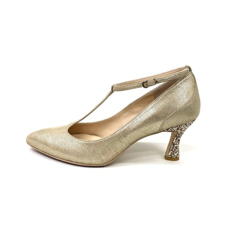 Tストラップ  ポインテット  グリッターヒール  パンプス/T-strap pointed toe glitter heel pumps L0111A  (LGO)