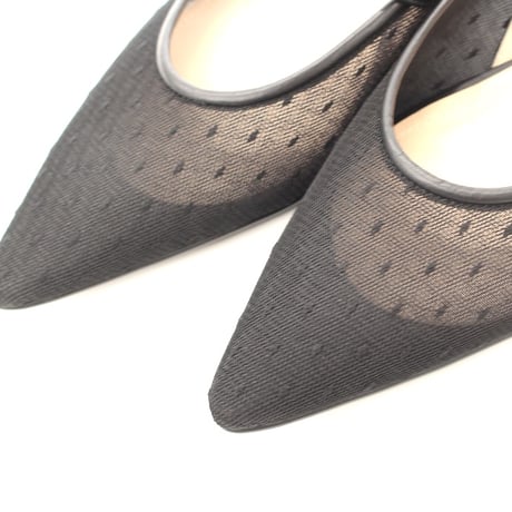 チュールスリングバッグパンプス / tulle slingback pumps L0296 BLACK/D