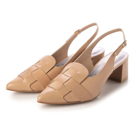 ポインテッドメッシュバックバンドパンプス/Pointed mesh back band pump L0242 (BEIGE）