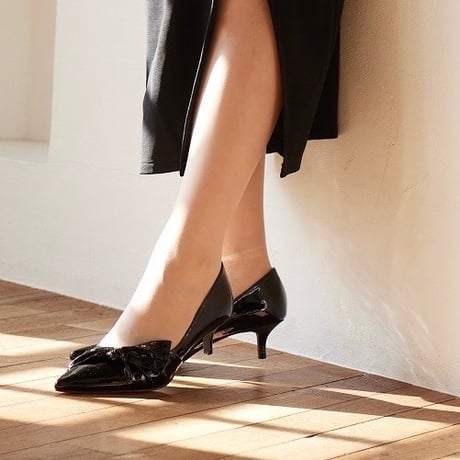 サイドリボンポインテッドパンプス/Side ribbon pointed pumps L0263 (BLACK/E)