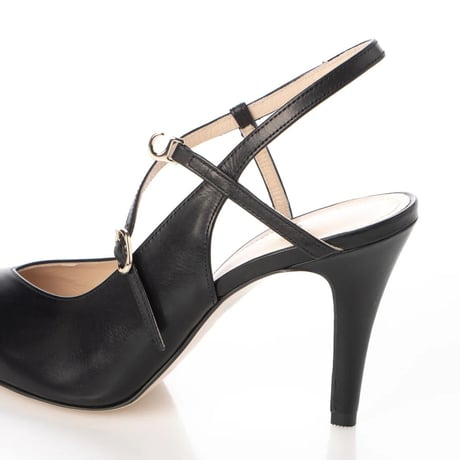 ポインテッドネックベルトパンプス/Pointed neck belt pumps L0253 (BLACK）