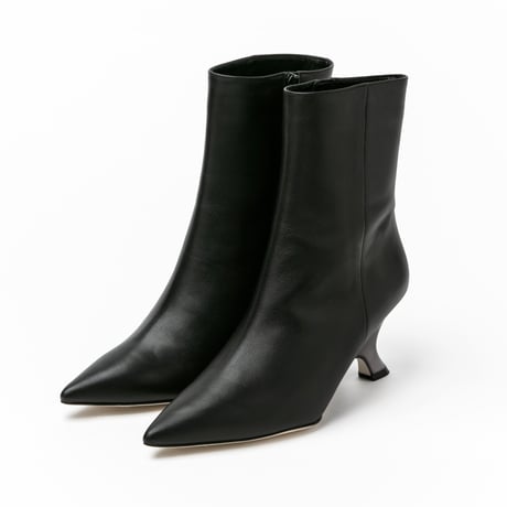 メタリックウェッジヒールショートブーツ/Metallic wedge heel short boots L0271 (BLACK)