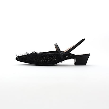 チュールスリングバッグパンプス / tulle slingback pumps L0296 BLACK/F