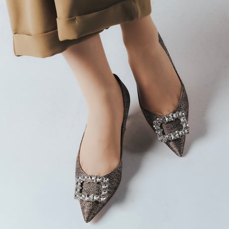 ビジューバックルポインテッドパンプス / Bijou buckle pointed pumps L0268 (BRONZE)