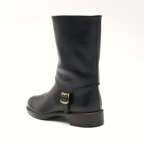 ミドル丈バックルアクセントジョッキーブーツ/middle buckle accent Jockey Boots L0286（BLACK）