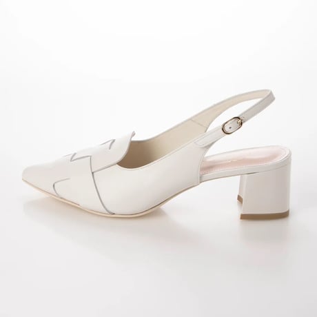 ポインテッドメッシュバックバンドパンプス/Pointed mesh back band pump L0242（WHITE）