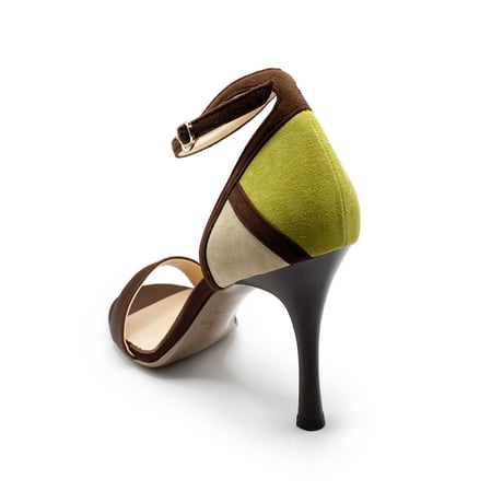 カラーパネルネックストラップサンダル/Color panel neck strap sandals L0219 (BROWN)